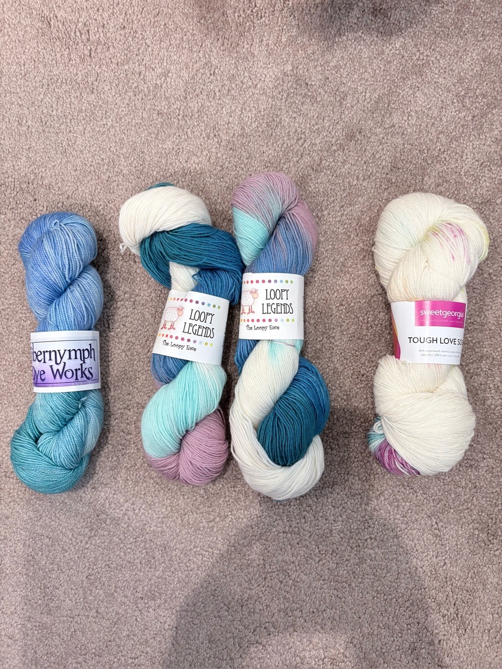 Luxury Hand-Dyed Fingering Sock Yarn Lot – 4 Skeins Merino/Nylon